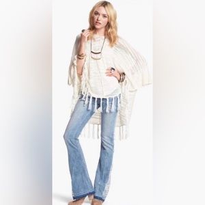 Free People Hooded Fringe Poncho XS/S